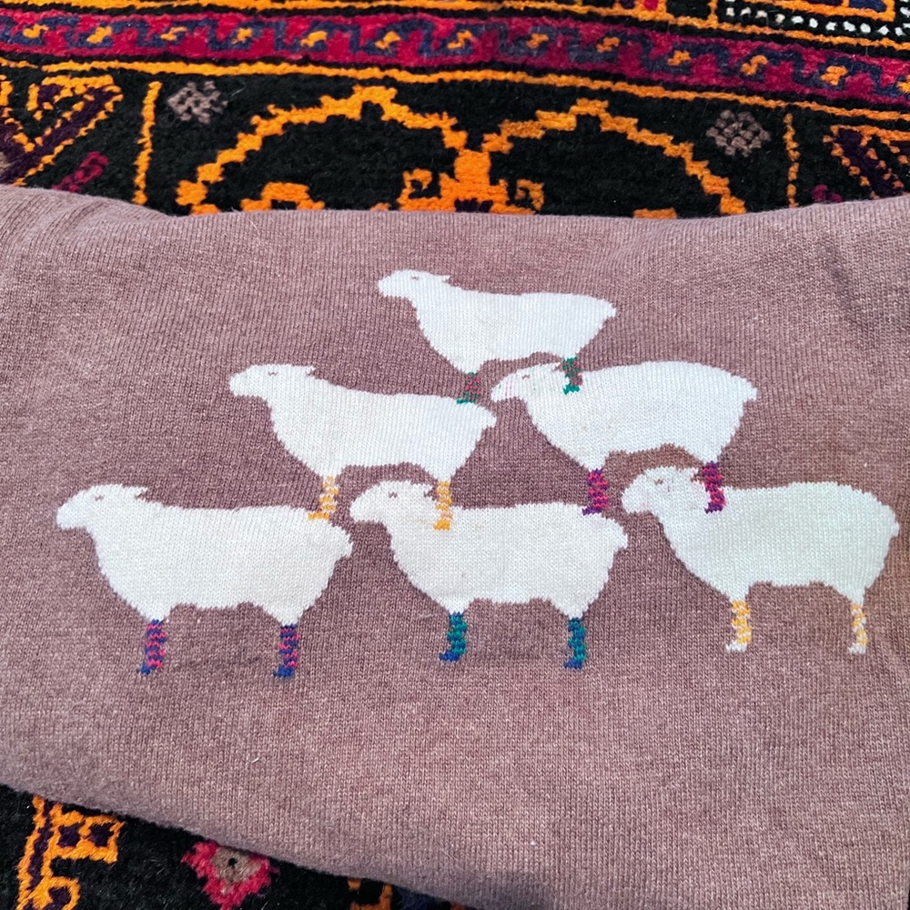Madewell Brown Sweater with White Sheep Design